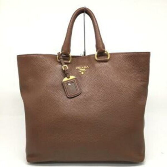Prada Handbags - Prada Leather Tote Bag Shoulder Brown Aichi